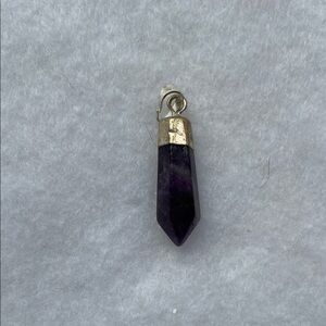 Amethyst Crystal Necklace with Silver Accent